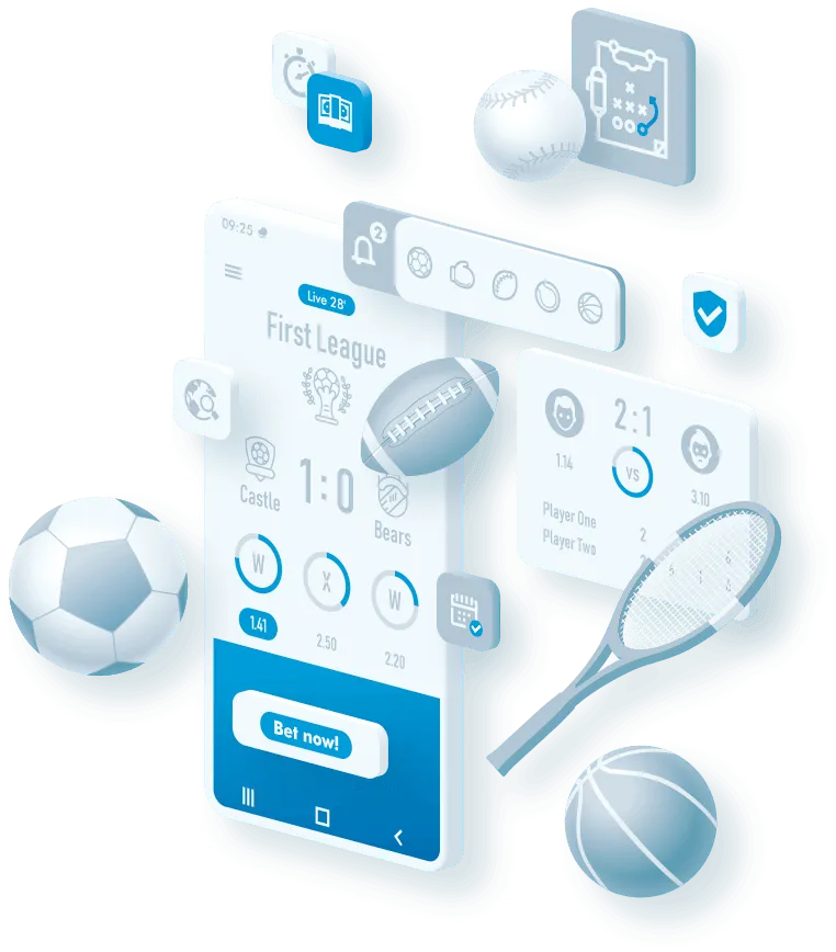 Original 1xBet mobile app and sports illustration
